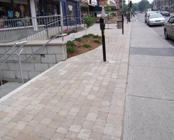 Commercial Front - Permacon Paleo beige. NDG Montreal