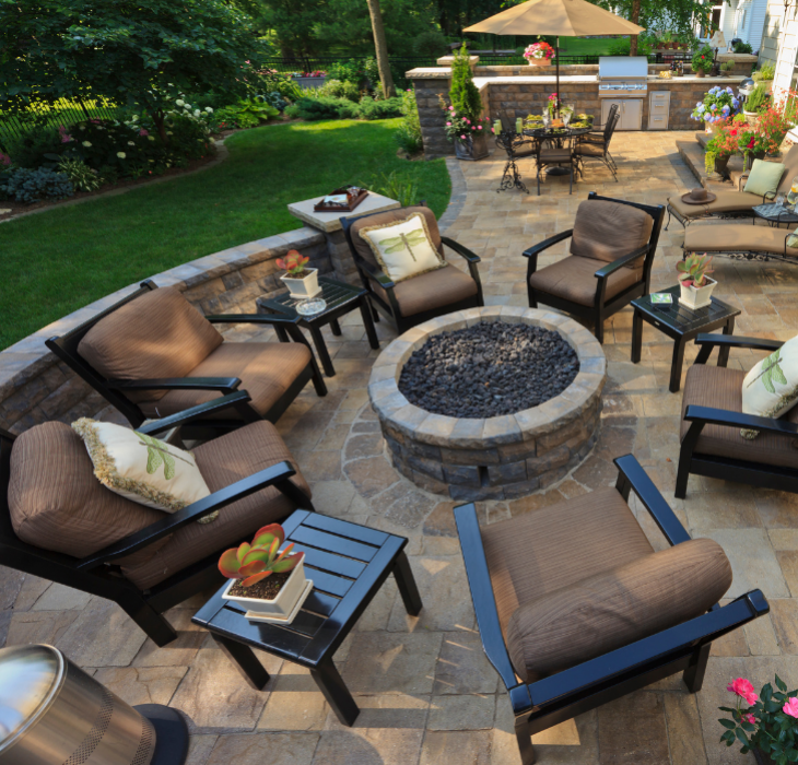 Paved Terrace -  Outdoor fireplace on a paved terrace