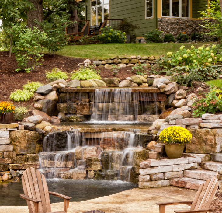  Natural Stone Waterfall -  Stone waterfall leading to a natural pond