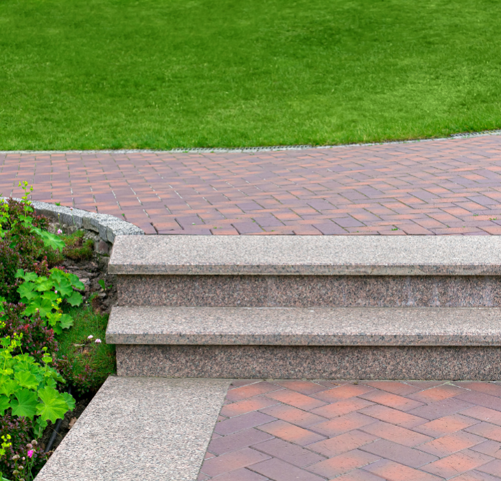 Paving stone Alley -  Plain paved park path with a Saint-Marc stone staircase