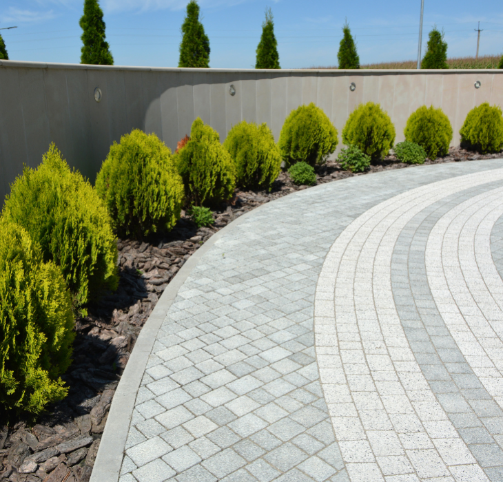  Planting -  Planting shrubs around a wide paved driveway