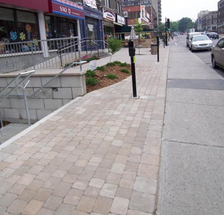 Commercial Front - Permacon Paleo beige. NDG Montreal