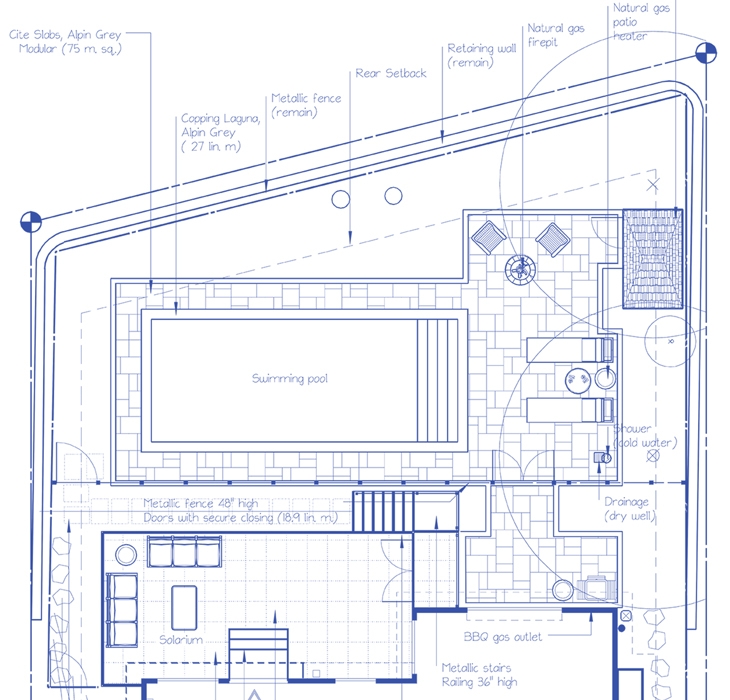 Plan de jardin avec piscine  - Extérieur avec piscine bordé de pavé uni 